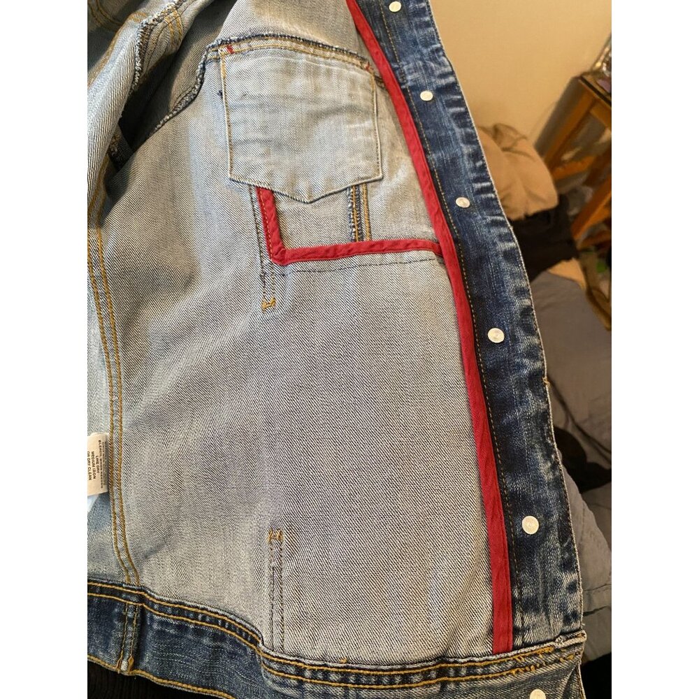 H&M L.O.G.G. Jean Jacket Denim Size 10 Utility Cotton Dark Wash LOGG Buttons - Picture 7 of 12
